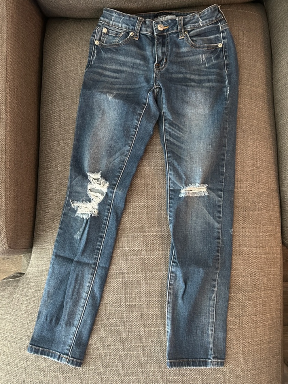 Just USA Women's Ripped Dark Blue Skinny Jeans